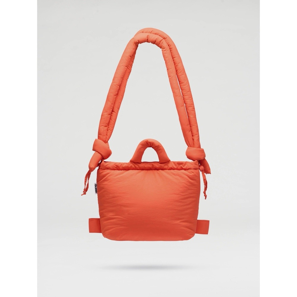 Olend Ona Soft Bag Compact Backpack Crossbody Convertible Quilted Padded Orange